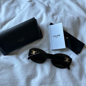 Celine Oval Sunglasses Triomphe Black
